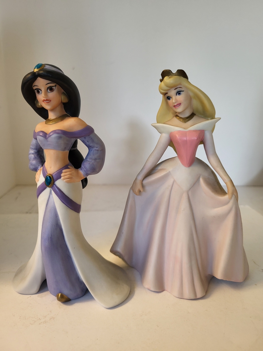 Vintage Disney Princess Porcelain Figurines Jasmine/Sleeping Beauty 6"